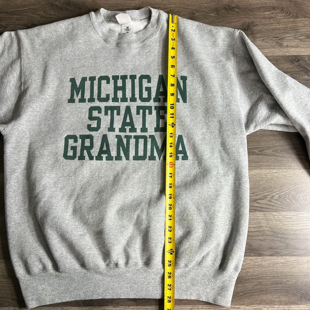 VTG Michigan State Grandma Sweatshirt Mens XL 1990s Spartans Baggy Grey MSU‎ - Picture 12 of 12
